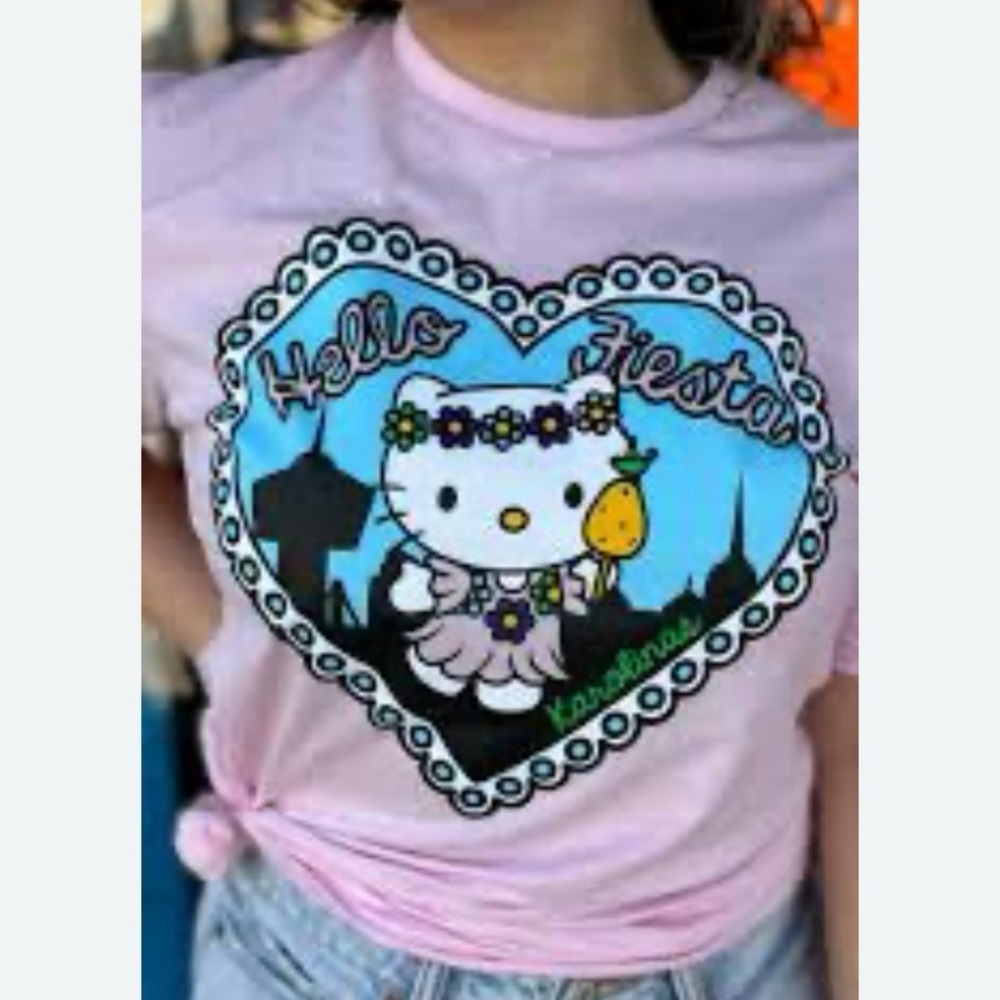 Hello Kitty Women Pink T-Shirt Top Size Small